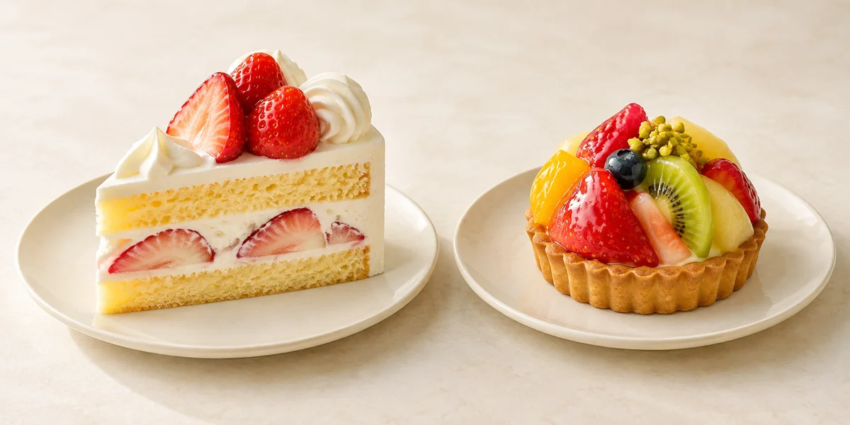 苺のショートケーキと季節のフルーツタルト